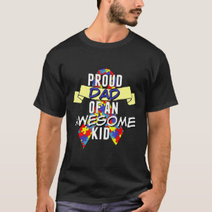 Camiseta Pai Orgulhoso de Autismo Criança Incrível Fita de