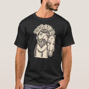Camiseta Pai Orgulhoso de Gato Desenho à Mão Gato Fofo Gato
