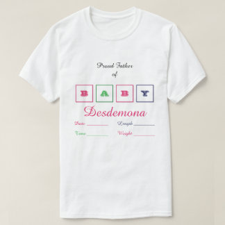 Camiseta Pai Orgulhoso de Menina Estatísticas e Nome