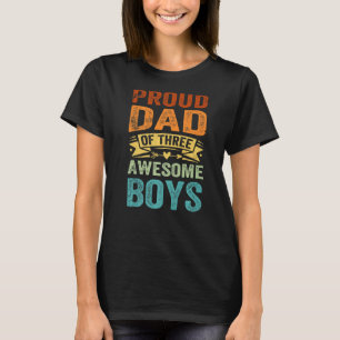 Camiseta Pai Orgulhoso de Três Meninos Incríveis Dia de os