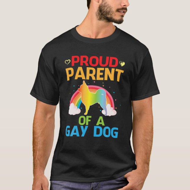 Camiseta Pai Orgulhoso De Um Cão Gay Chihuahua Mãe Pai (Frente)