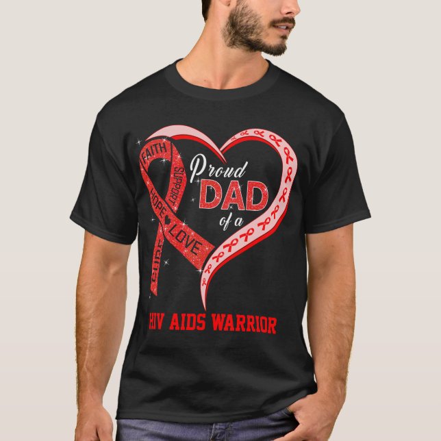 Camiseta Pai Orgulhoso De Um Guerreiro De Hiv Aids (Frente)