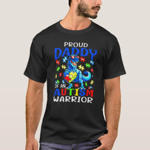 Camiseta Pai Orgulhoso de um Guerreiro do Autismo Dinossaur