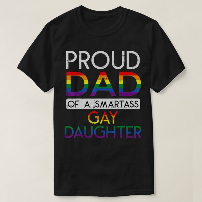 Camiseta Pai Orgulhoso De Um Hetero Filha Ally LGBTQ Pr (Frente do Design)