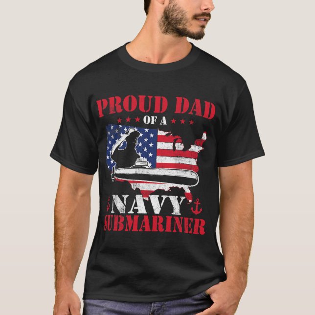 Camiseta Pai Orgulhoso De Um Submarinheiro Marinho - Ve Pat (Frente)