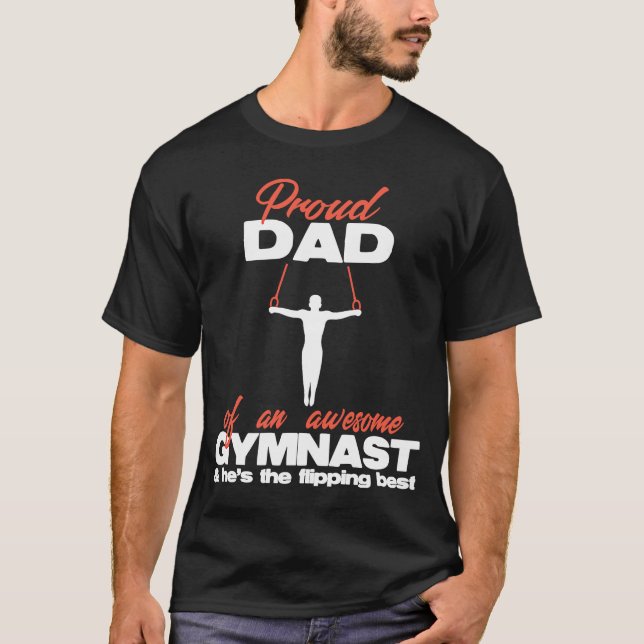 Camiseta Pai orgulhoso de uma competição de anéis de ginást (Frente)