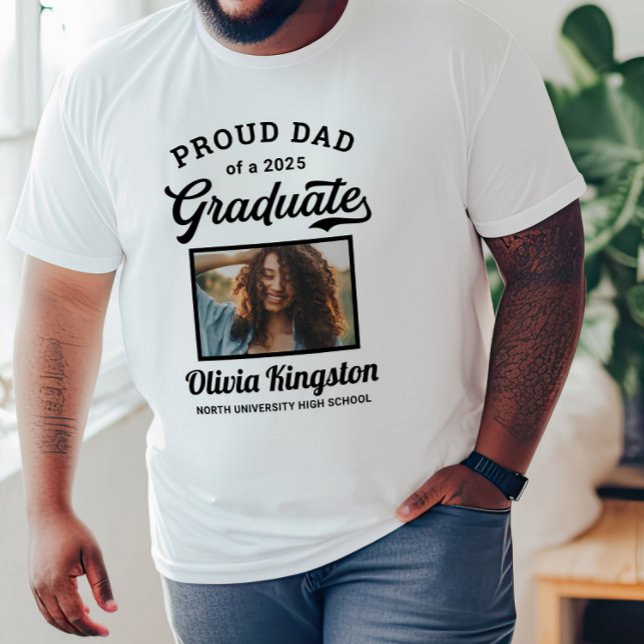 Camiseta Pai orgulhoso de uma foto personalizada branca do  (Criador carregado)