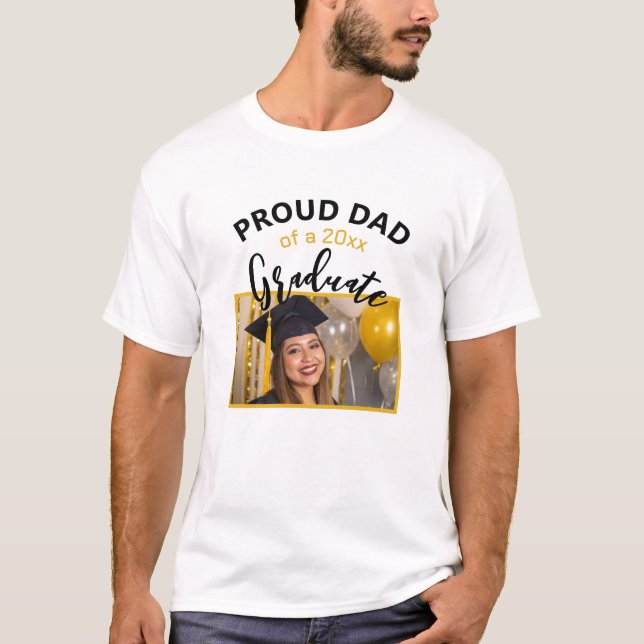 Camiseta Pai orgulhoso de uma foto personalizada branca do  (Frente)