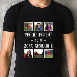 Camiseta Pai Orgulhoso de uma graduação de fotos do Formand<br><div class="desc">Esta camiseta moderna de graduação apresenta texto moderno de roteiro em fotos quadradas brancas e SEIS sobre um fundo preto. Todas as cores e texto são personalizáveis! Esta camisa faz um presente maravilhoso para qualquer pai!</div>