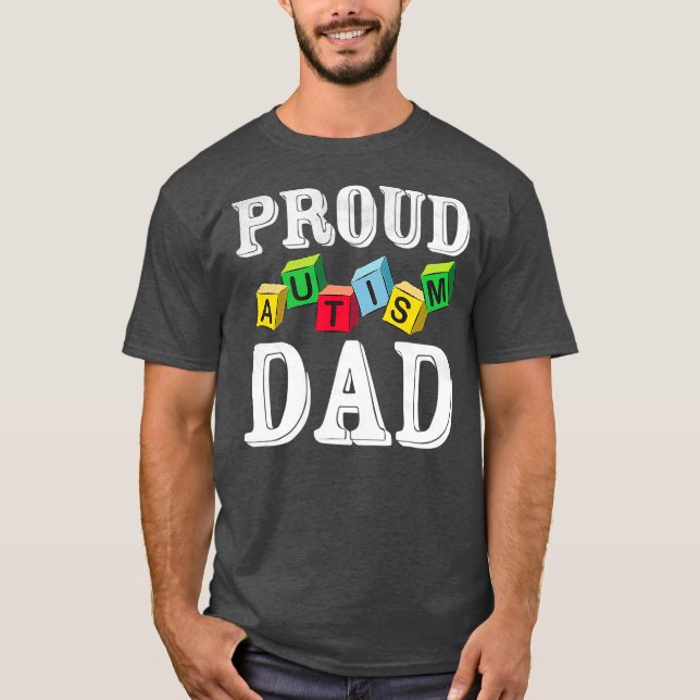 Camiseta Pai Orgulhoso do Autismo para Pai Autista de Crian (Frente)