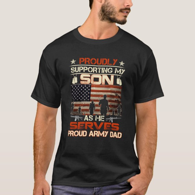 Camiseta Pai Orgulhoso Do Exército Apoiando Meu Filho Como  (Frente)