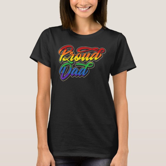 Camiseta Pai Orgulhoso Rainbow Lgbt Orgulho gay Suporte Lgb (Frente)
