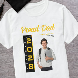 Camiseta Pai Ortoputo de Foto de Graduação Preta Dourada Mo