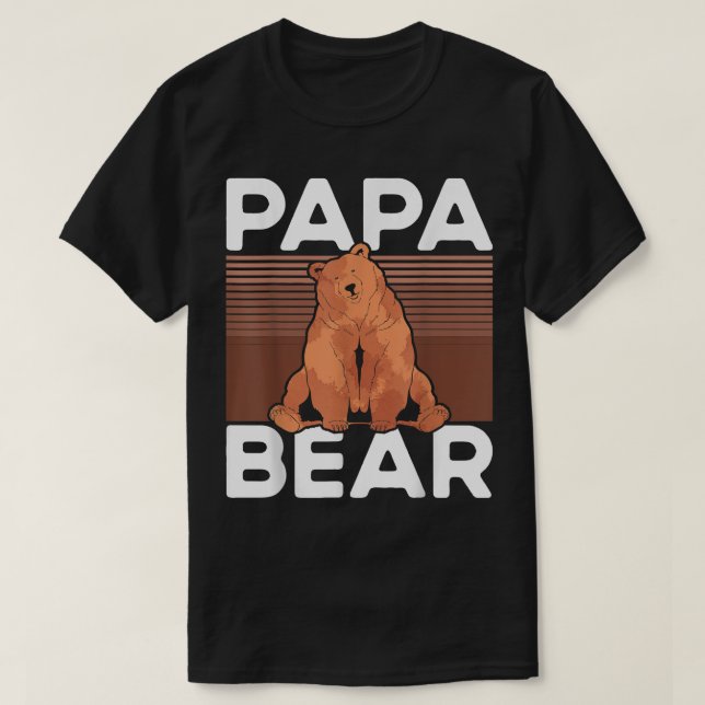 Camiseta Pai Pai Papá Urso-Retro (Frente do Design)