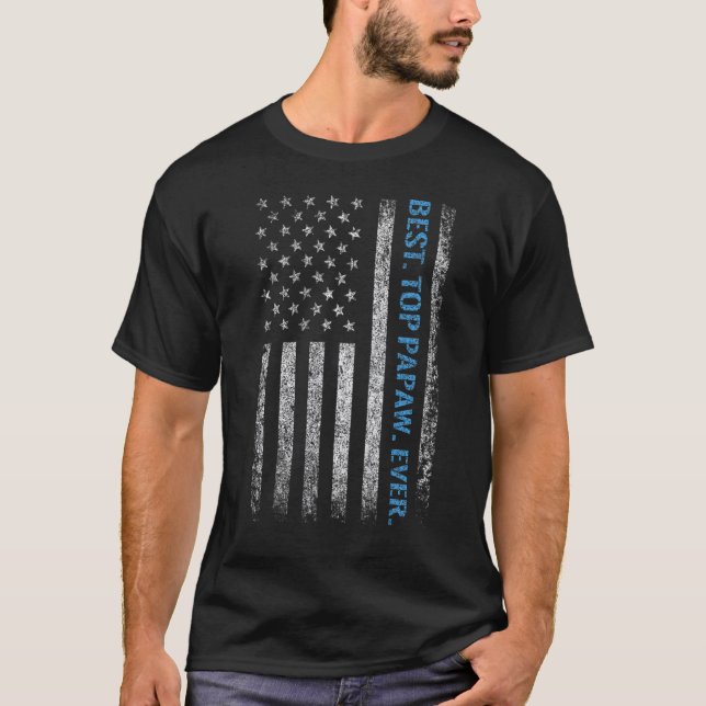 Camiseta Pai Papax Superior de Bandeira Americana Nunca Dia (Frente)