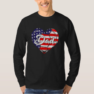 Camiseta Pai Patriota Futebol Americano Bandeira Coração 4 