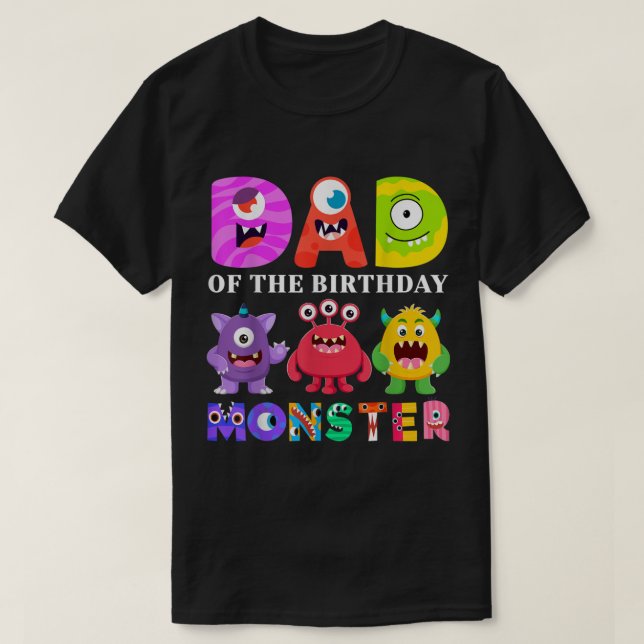 Camiseta Pai Pequeno Monstro Família de primeiros aniversar (Frente do Design)