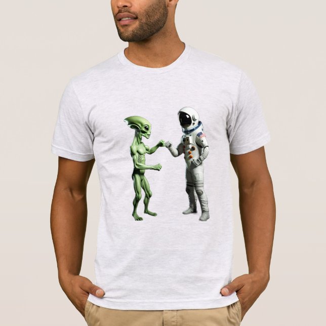 Camiseta Pai Personalizado de Bomba de Alienígena e Astrona (Frente)