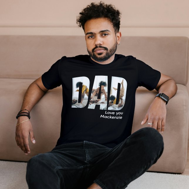 Camiseta Pai Personalizado De Fotografia E Texto (Custom Photo And Text Personalized Dad T-Shirt by Ricaso. Add 3 photographs, fathers day ideas)