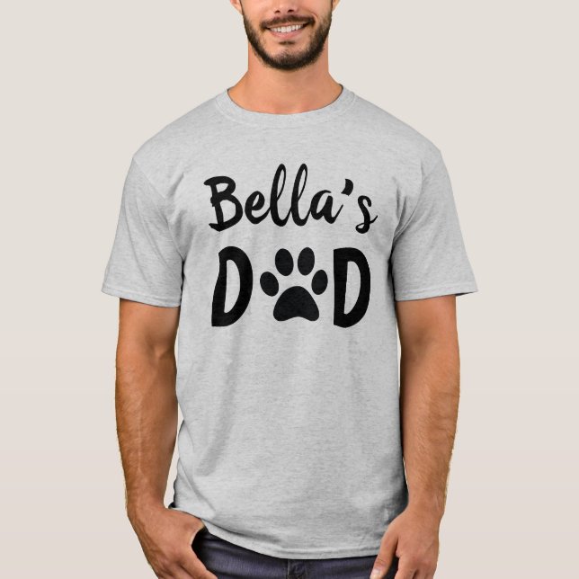 Camiseta Pai Personalizado De Gato De Cão Com Nome De Pet P (Frente)