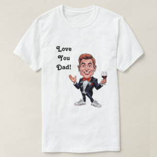 Camiseta Pai personalizado e caricaturas do filho para o di