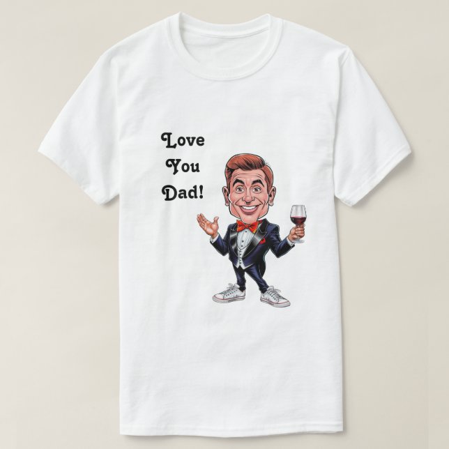 Camiseta Pai personalizado e caricaturas do filho para o di (Frente do Design)