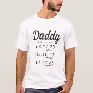Camiseta Pai Personalizado Estabelecido Nome Data de Nascim