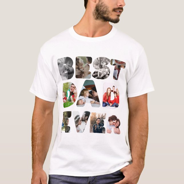 Camiseta Pai personalizado moderno de 11 fotos Melhor (Frente)