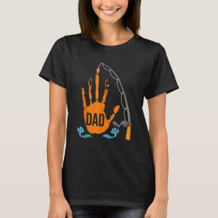 Camiseta Pai Pescando Arte de Impressão de Mão Dia dos Pai