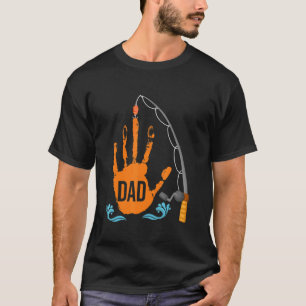 Camiseta Pai Pescando Arte de Impressão de Mão Dia dos Pai