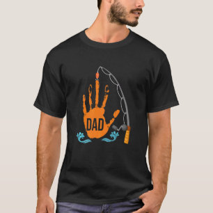 Camiseta Pai Pescando Impressão da Mão Dia dos Pais Legal