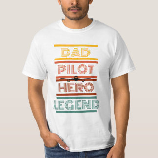 Camiseta Pai, Piloto, Herói, Dia de os pais de Legenda