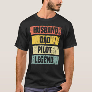 Camiseta Pai-Piloto Mens Vintage Avião de Aviação Marido F