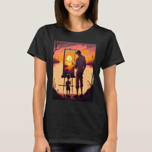 Camiseta Pai Pintor Coletor De Pintura Paisagem No Sunset
