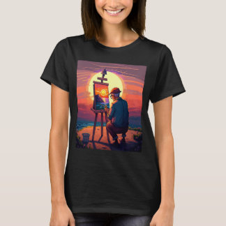 Camiseta Pai Pintor Coletor De Pintura Paisagem No Sunset