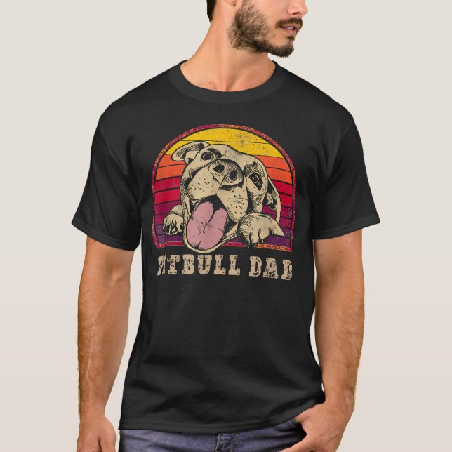 Camiseta Pai Pitbull - Antigo Pitbull Sorridente Em (Frente)