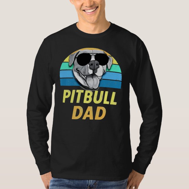 Camiseta Pai Pitbull — Compreensão da Touro com Engraçado (Frente)