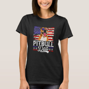 Camiseta Pai Pitbull Homem Bandeira EUA Dia dos Pais Patrió