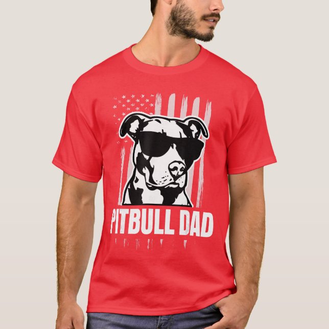 Camiseta Pai Pitbull Homens Presente de Amante de Pitbull p (Frente)