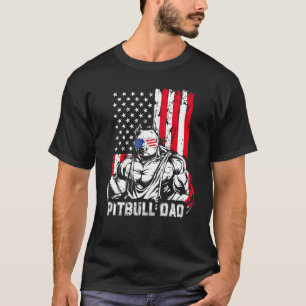 Camiseta Pai Pitbull Músculo Cachorro Bandeira Americana 4 