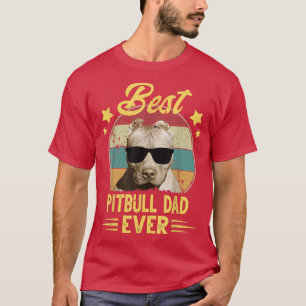 Camiseta Pai Pitbull Vintage Óculos de sol Engraçados Cacho