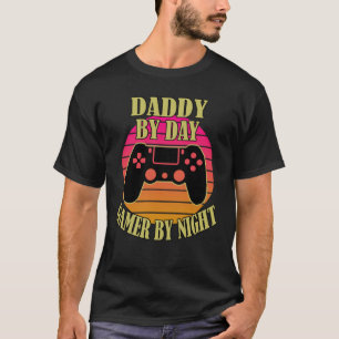Camiseta Pai Por Dia Gamer Por Controlador De Jogo Noturno