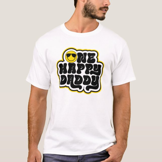 Camiseta Pai Preto Amarelo Um Feliz (Frente)