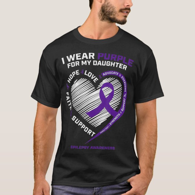 Camiseta Pai Produtos Mãe Oferta Filha Roxa Epilepsia (Frente)
