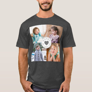 Camiseta Pai Que Amo Vocês Crianças 4 Colagem Fotográfica