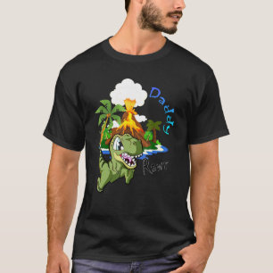 Camiseta Pai Rawr Birthday Dinosaur Rawr Volcano Palms Pa