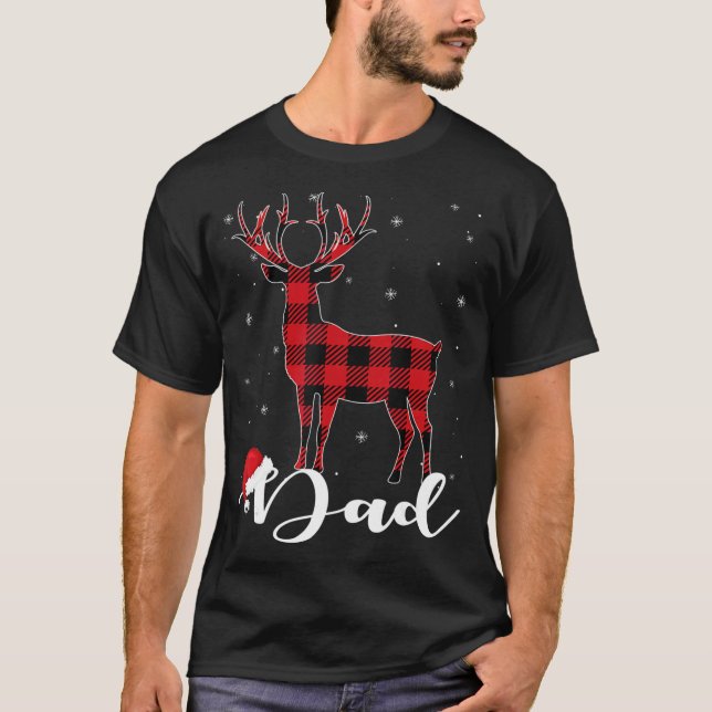 Camiseta Pai Reindeer Buffalo Red Xadrez Natal Pajama Fa (Frente)