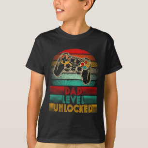 Camiseta Pai Retro Nível Desbloqueado Novo Controlador de P