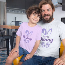 Camiseta Pai Roxo-Bonito Orelhas De Coelho Com Páscoa Roxo