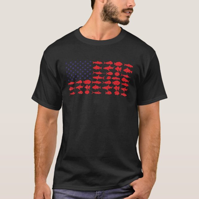 Camiseta Pai salgado, Pesca do pavilhão americano F (Frente)